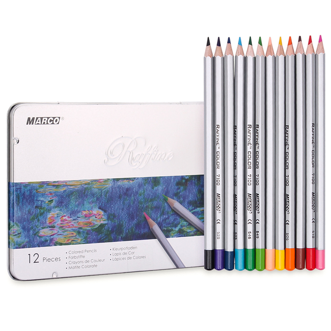 Bộ chì tô 12 màu nước cao cấp RAFFINE (Hộp thiếc)