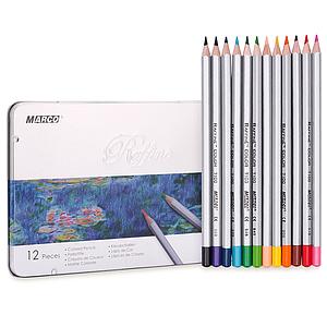 Bộ chì tô 12 màu nước cao cấp RAFFINE (Hộp thiếc)